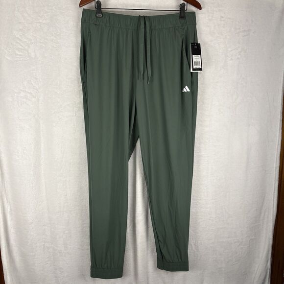 Adidas Joggers Mens Large Essential Pants Performance Green Stretch Gym Training - Picture 1 of 6